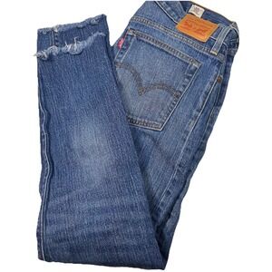 Levis 501 Jeans Womens 30 White Oak Cone Blue Denim Frayed Hem Button Fly EUC